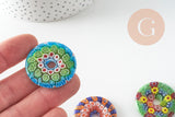 Pendentif donut millefiori murano multicolore 29-39mm x1 (G1451)-Breloques et pendentifs-Gingerlily Perles