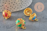 Pendentif cage pour bola harmonie doré émaillé 22mm, x1 (G3707)-Breloques et pendentifs-Gingerlily Perles
