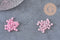 Large pearlescent pink glass seed beads 4mm, x10g (G5474)