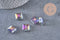 12mm faceted iridescent square glass bead, x5 beads (G9076)