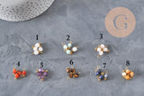 Hexagon charm natural stones gold-plated brass 12mm, x1 (G8343)