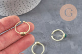 Adjustable twisted brass ring, gold-plated, natural stone cabochon 20mm, x1 (G4238)