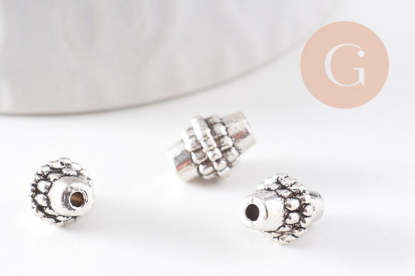 Rondelle ovale texture argent vieilli,sans nickel,perle intercalaire, 10mm, x10 (G1771)