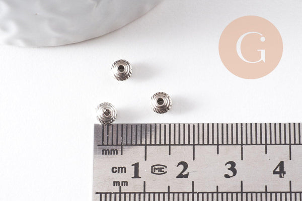 Rondelles intercalaires gravées zamac argent vieilli 3mm, x20 (G0959)