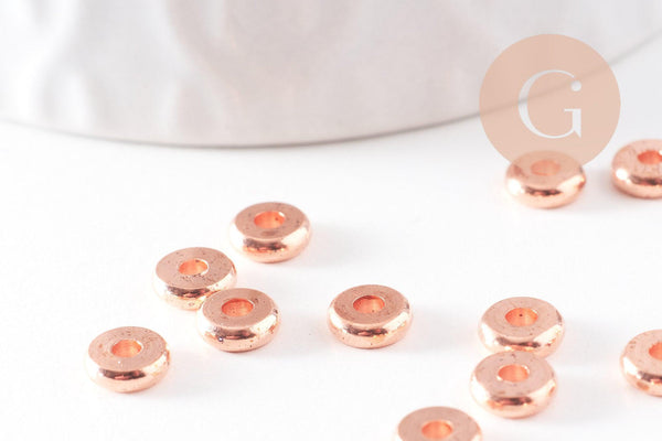 Rondelles laiton doré or rose, perle or rose,perles intercalaires,perle disque,6mm x 50(G4629)