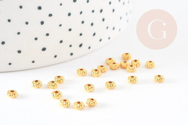 Rondelles laiton doré, perles dorées, perles intercalaires, Perle ,4mm, x 10Gr (G5598)