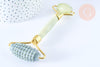 Rouleau de massage jade naturelle support or doré 14,3mm,outil auto-massage, x1 G7238
