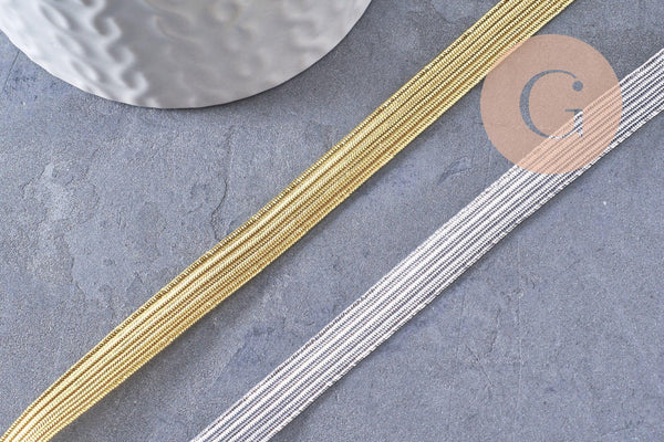 Ruban élastique doré ou argenté nylon 0.7mm, x1 mètre (G10336)