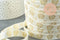 Ruban élastique écru or coquilage EFJF, x1 ou x5 ou x10 mètres (G1674)