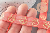 Ruban élastique orange corail or coquillage EFJF 16mm, x1 mètre (G4899)