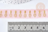 EP- Ruban élastique rose doré ananas EFJF 16mm,1/5/10 Mètres G8307