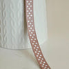 Ruban gros grain polka marrin taupe, fabrication bijoux, ruban pois blancs,ruban mariage, largeur 1cm, longueur 5mètres-G1295