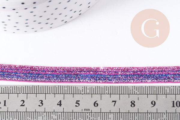 Ruban plat à paillettes polyester nylon violet 9.5~10mm , fabrication bijoux, X 1Mètre G8908