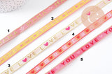 Ruban texte Amour 10mm, un ruban brodé de qualité pour travaux de couture ou création de bijoux, x1 mètre (G10418)