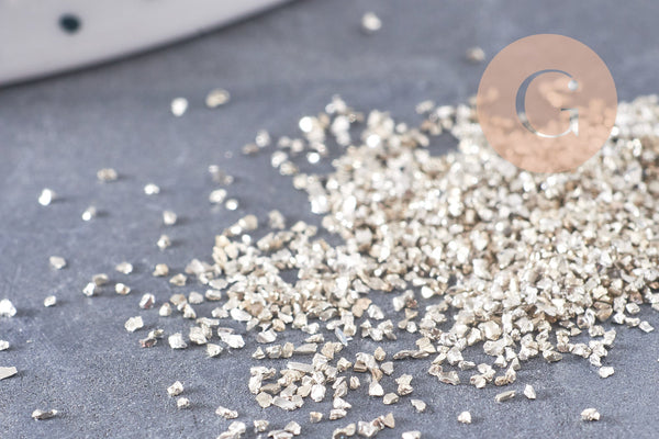 Sable argenté Embellissement verre pour résine époxy 1-1.5mm, x10gr (G7240)