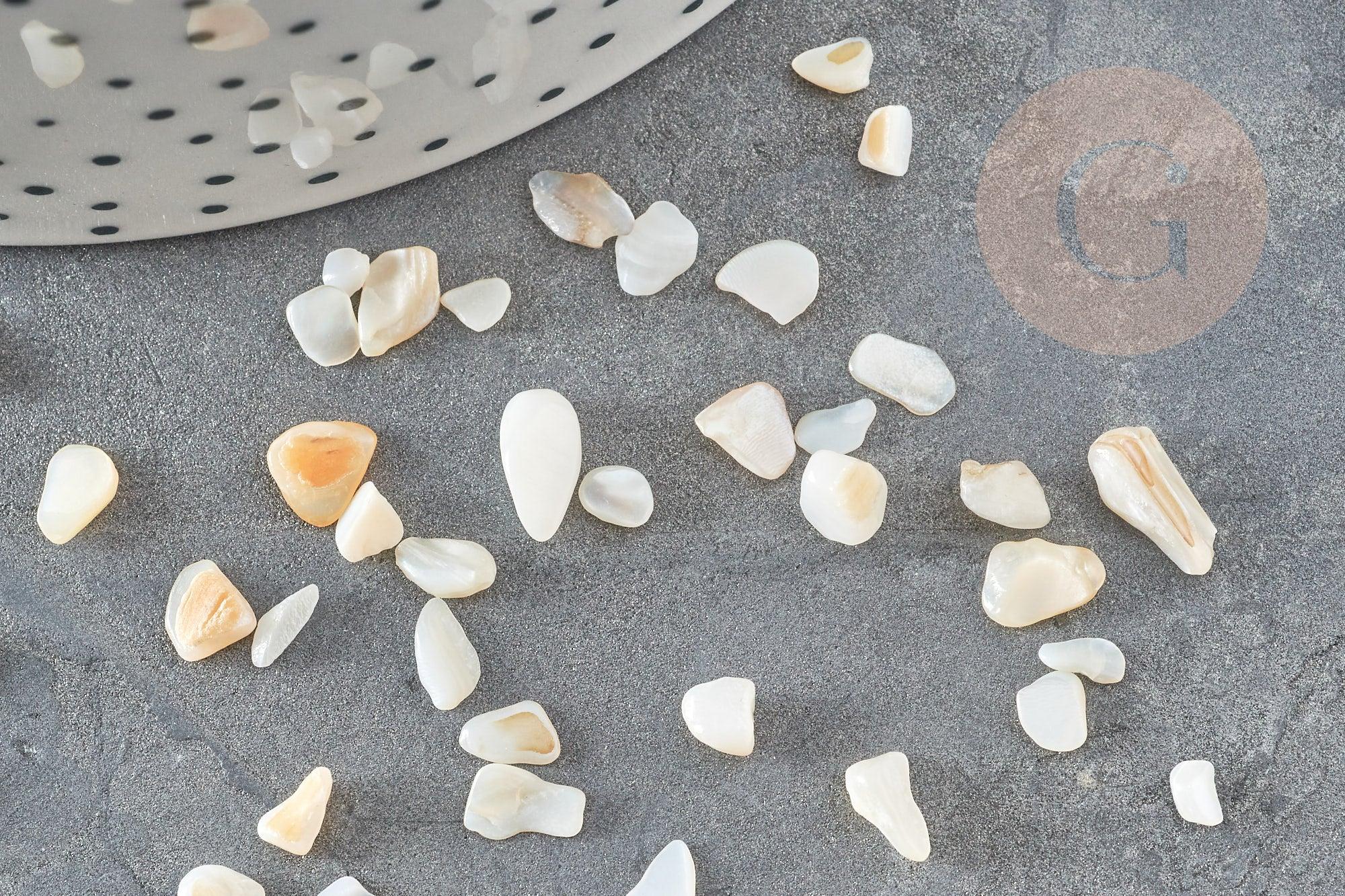 Sable chips coquillage nacre naturelle 4-14mm non percé, x20gr (G9308)