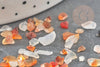 Sable chips cornaline rouge orange naturelle brute roulée 2~8mm non percé, x20gr (G5177)