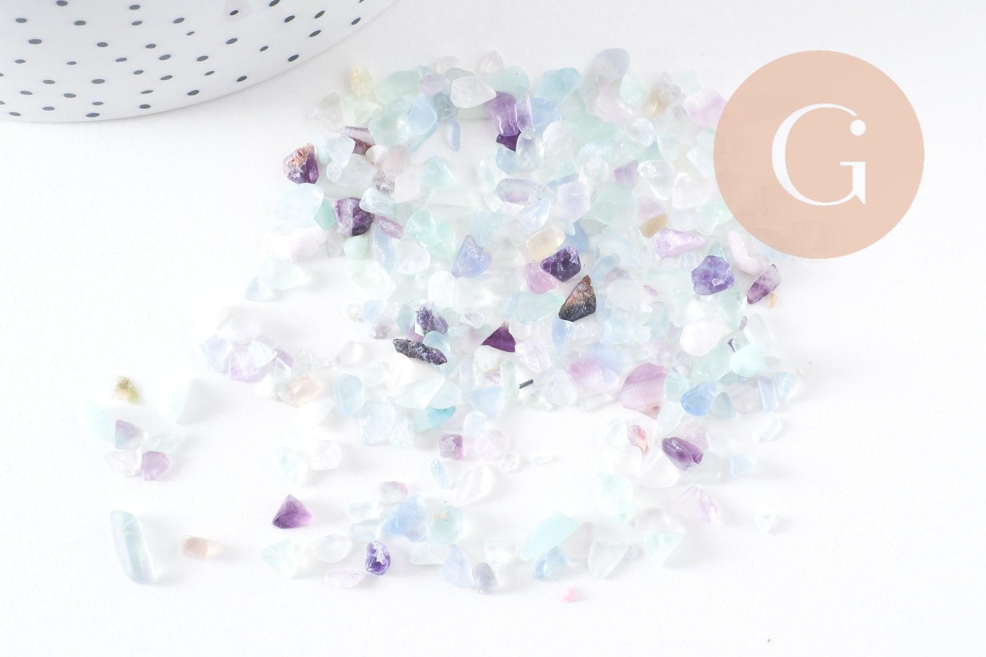 Sable chips pierre fluorite naturelle 3~10mm non percé, x20gr (G0233)