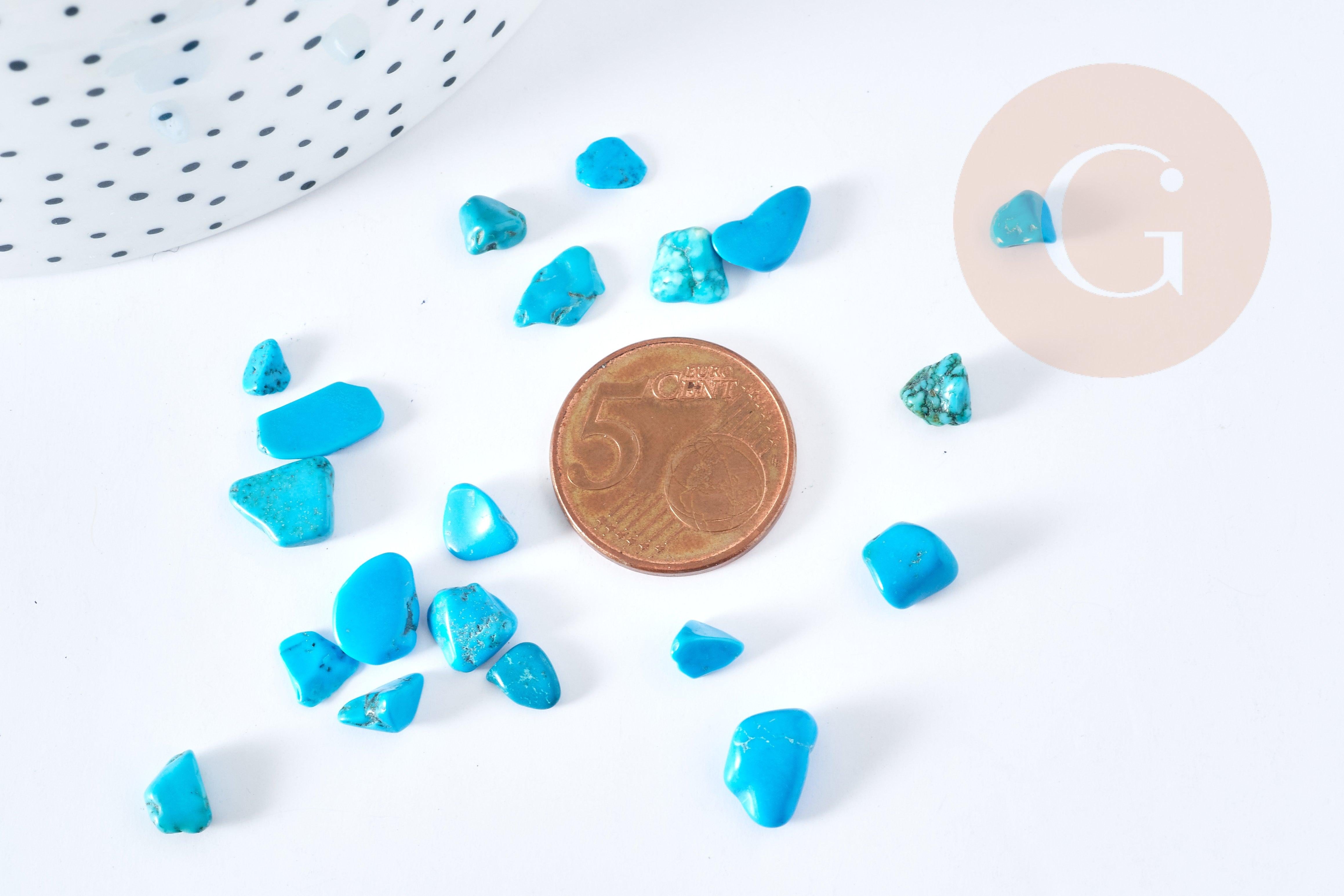 Sable chips pierre howlite turquoise naturel 5-10mm non percé, x20gr (G8692)