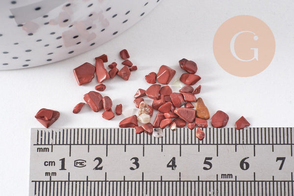 Sable chips pierre jaspe rouge naturel 2~12mm non percé, x20gr (G3502)