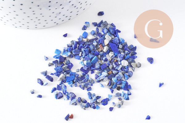 Sable chips pierre lapis lazulis bleu naturel 3~5mm non percé, x20gr (G0230)