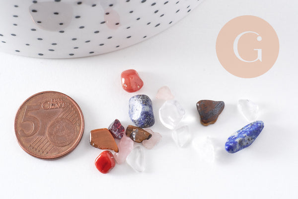 Sable chips pierre naturelle brute roulée mélangée 6-11mm non percé, x20gr (G5227)