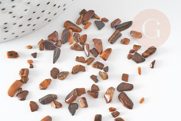 Sable chips pierre oeil de tigre naturelle brute roulée 3~5mm non percé, x20gr (G5228)