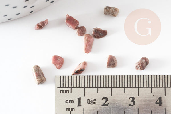 Sable chips pierre rhodonite naturelle 2-8mm non percé, x20gr x50gr (G2811)