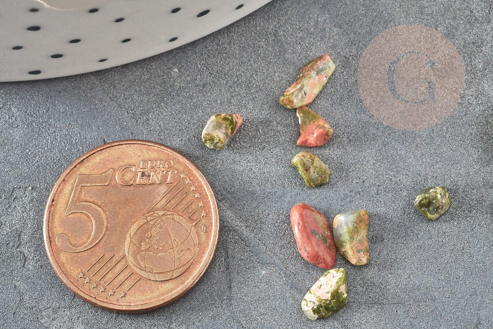 Sable chips pierre unakite Naturelle 2-8mm non percé, x20gr (G2810)
