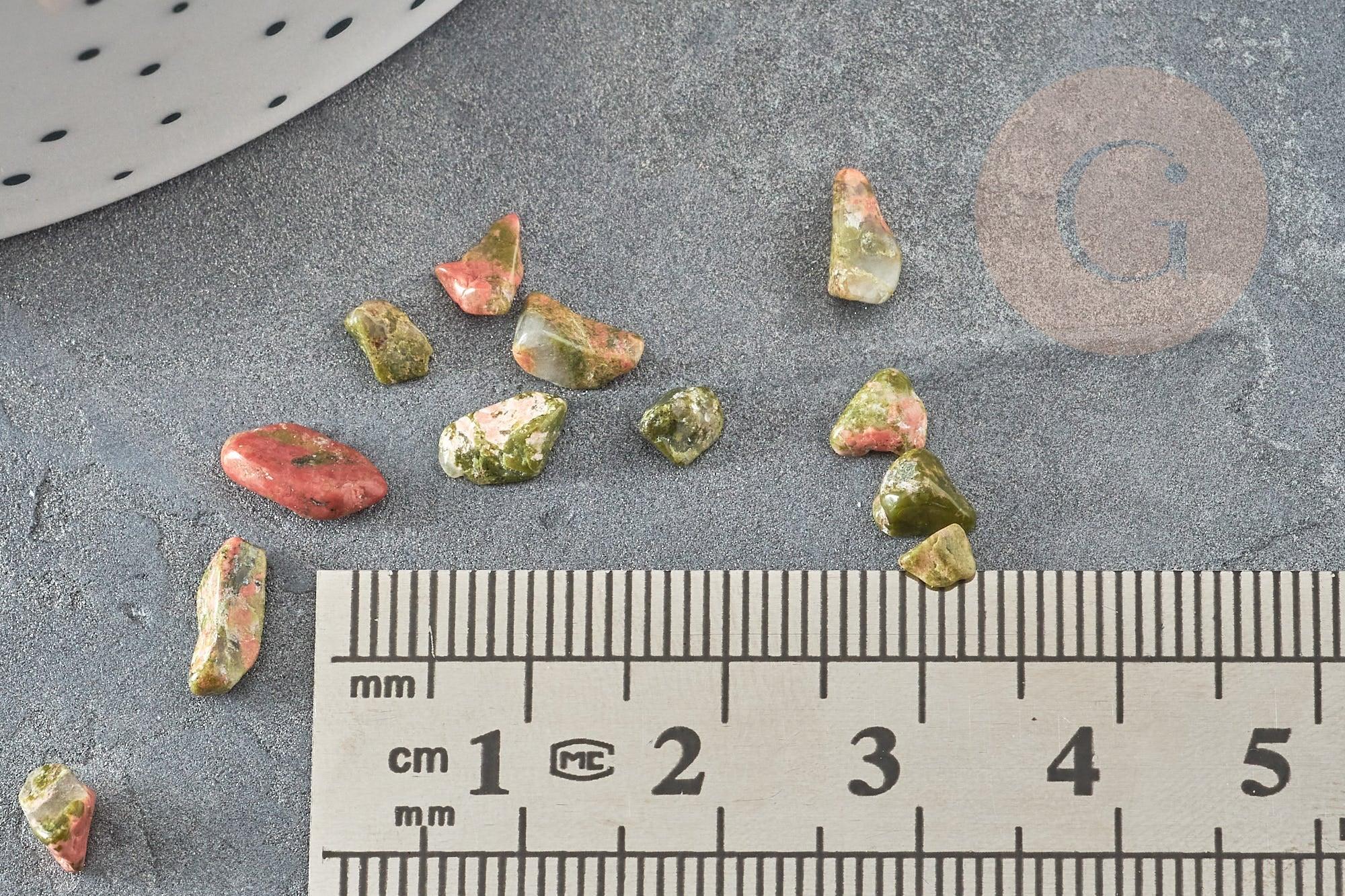 Sable chips pierre unakite Naturelle 2-8mm non percé, x20gr (G2810)