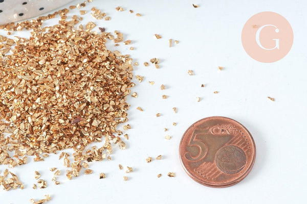 Sable chips verre rose beige métallisé 2-7mm non percé, x10gr (G1461)