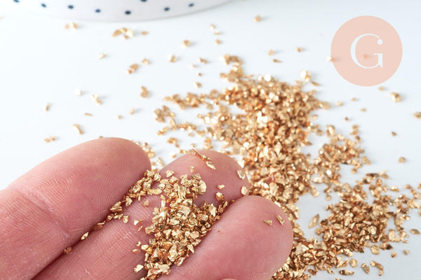 Sable chips verre rose beige métallisé 2-7mm non percé, x10gr (G1461)