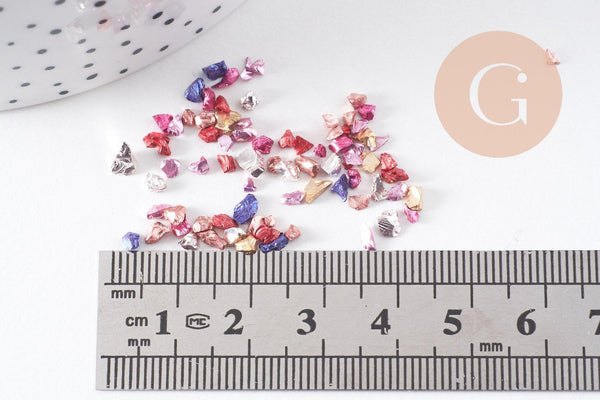 Sable pépite verre coloré métallisé 2-3mm non percé, x10gr (G1459)