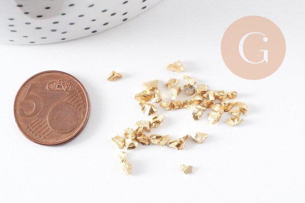 Sable pépite verre doré 1.5~2mm non percé, x10gr (G0846)