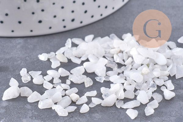 Sable phips jade naturel blanc non percé, x 20gr (G0250)