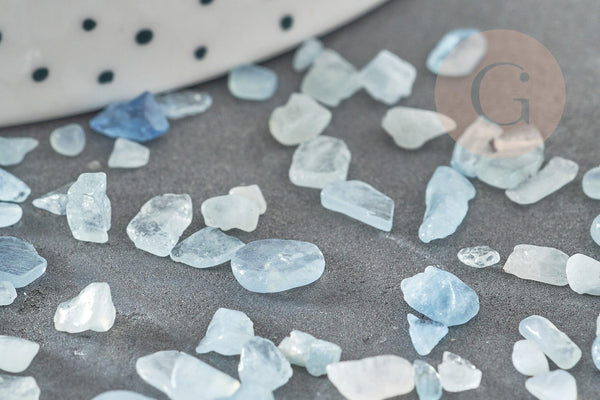 Sable pierre aigue-marine naturelle brute roulée 5-22mm non percé, x20gr (G0398)