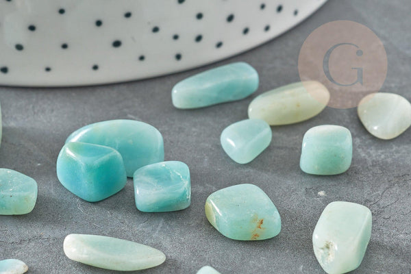 Sable pierre amazonite bleue verte naturelle brute roulée 5~25mm /2~8mm non percé, x20gr (G0249)