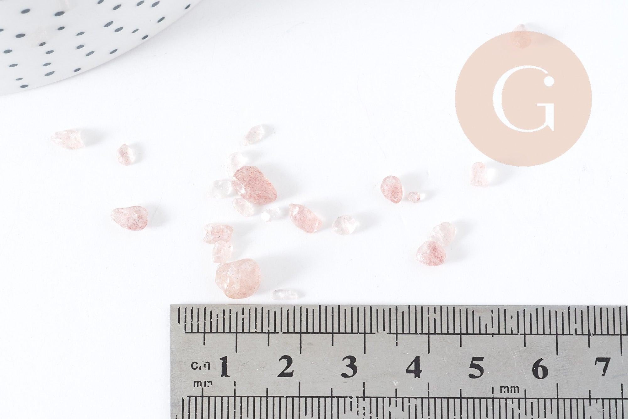 Sable pierre chips quartz fraise naturel 2-15mm non percé, x20gr (G0401)