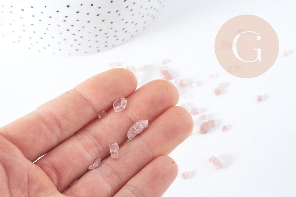 Sable pierre chips quartz fraise naturel 2-15mm non percé, x20gr (G0401)