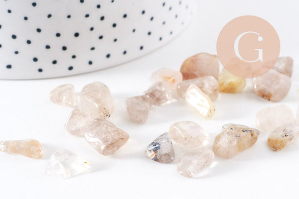 Sable pierre chips quartz rutile naturel 2~7mm non percé, x20 grammes (G0400)