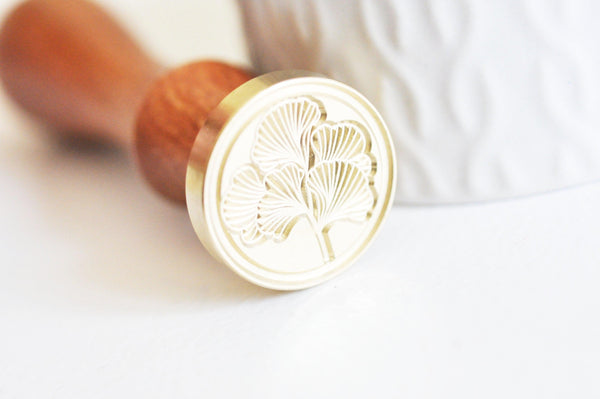 Sceau metal feuille gingko cire à cacheter 25mm x1 (G4952)