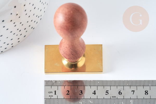 Sceau soleil cire à cacheter laiton massif manche bois 9cm, fourniture création de sceaux personnalisés pour invitation de mariage, 90mm G7748