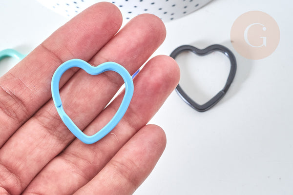 Support Cœur porte-clés fer multicolore 31mm, x1 (G7836)