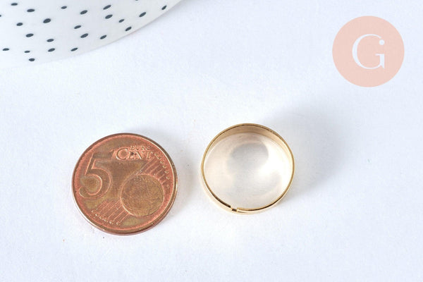Support bague réglable lisse acier doré 17mm,bague acier doré sans nickel, bague femme acier inoxydable x1 (G6798)