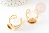 Support bague réglable pour cabochon 12mm acier doré inoxydable, x1 (G4312)