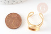 Support bague réglable pour cabochon 12mm acier doré inoxydable, x1 (G4312)