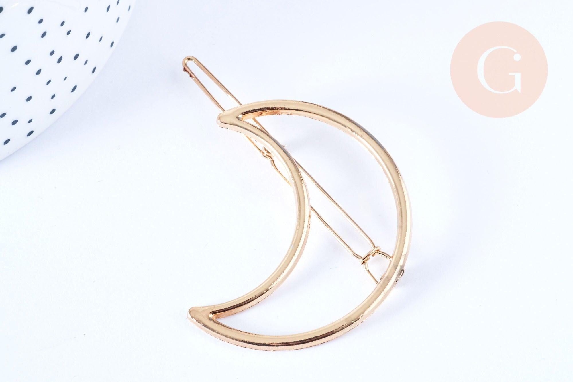 Support barrette Lune clip métal doré 53mm, x1 (G6600)