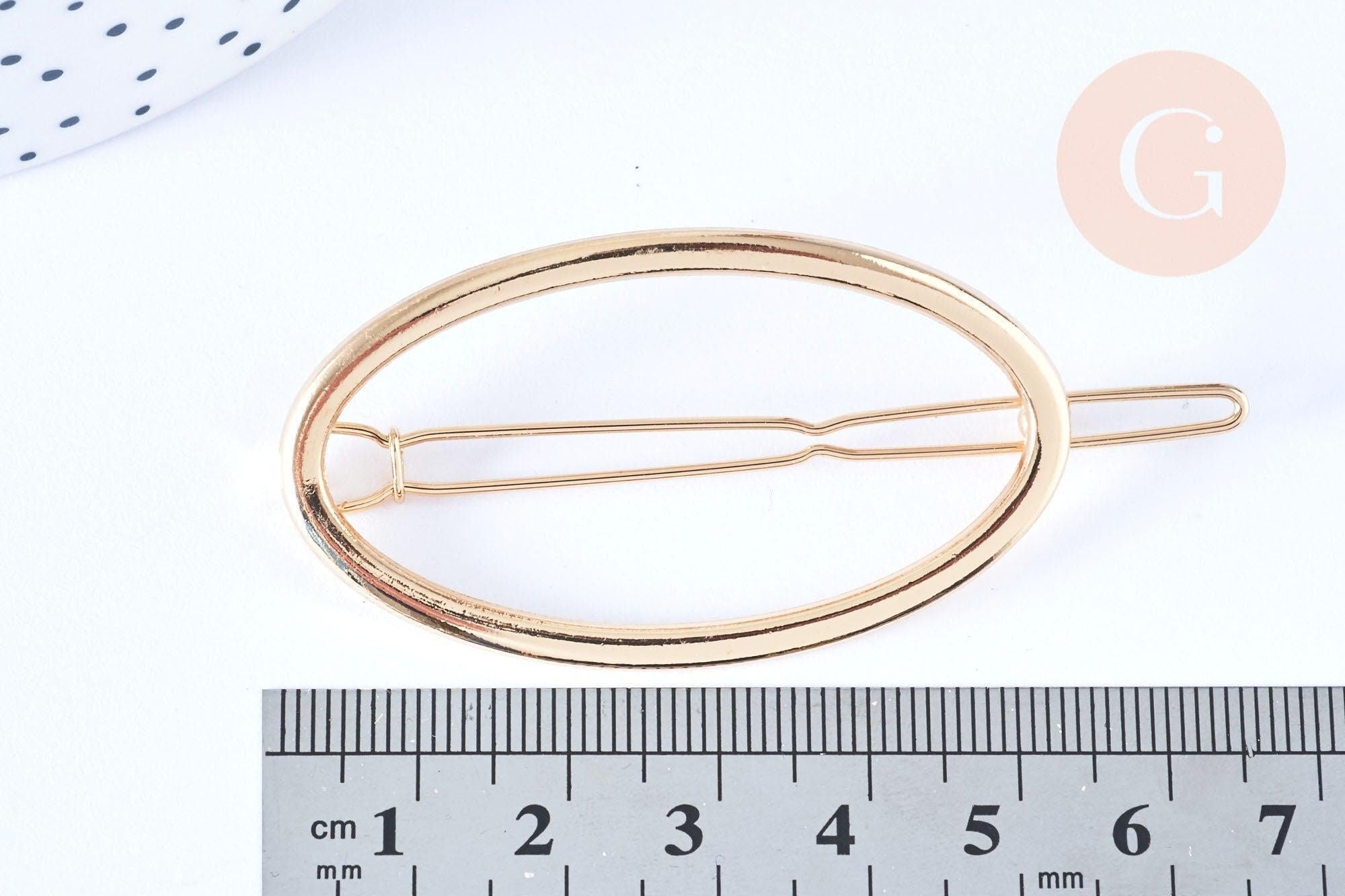 Support barrette clip métal doré ovale 54mm, x1 (G6599)