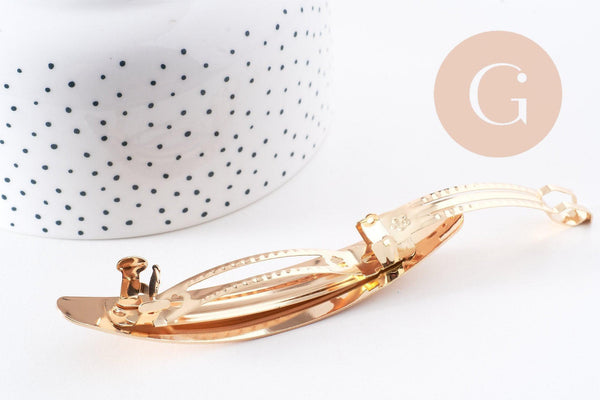 Support barrette clip zamac doré ovale 100mm, x1 (G10160)