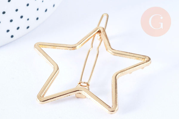 Support barrette étoile clip zamac doré sans plateau 50mm, x1 (G6598)